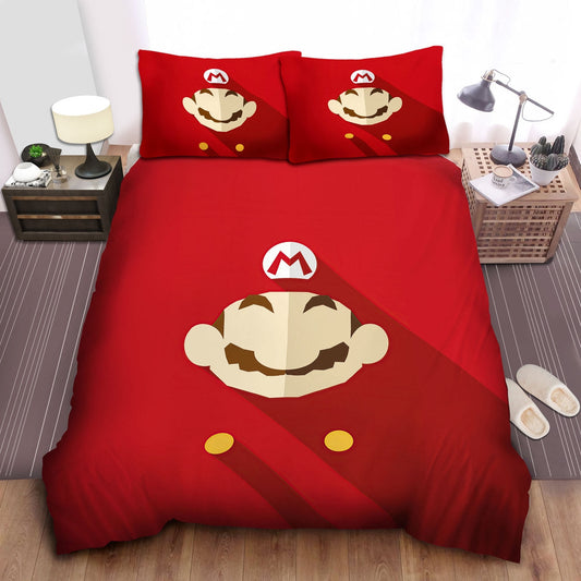 Mario Bedding Set Super Mario Modern Art Portrait Duvet Covers Red Unique Gift