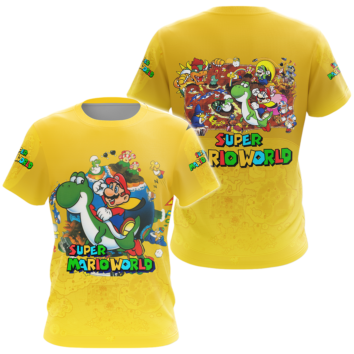 Mario Hoodie Super Mario World Characters T-shirt Yellow Unisex