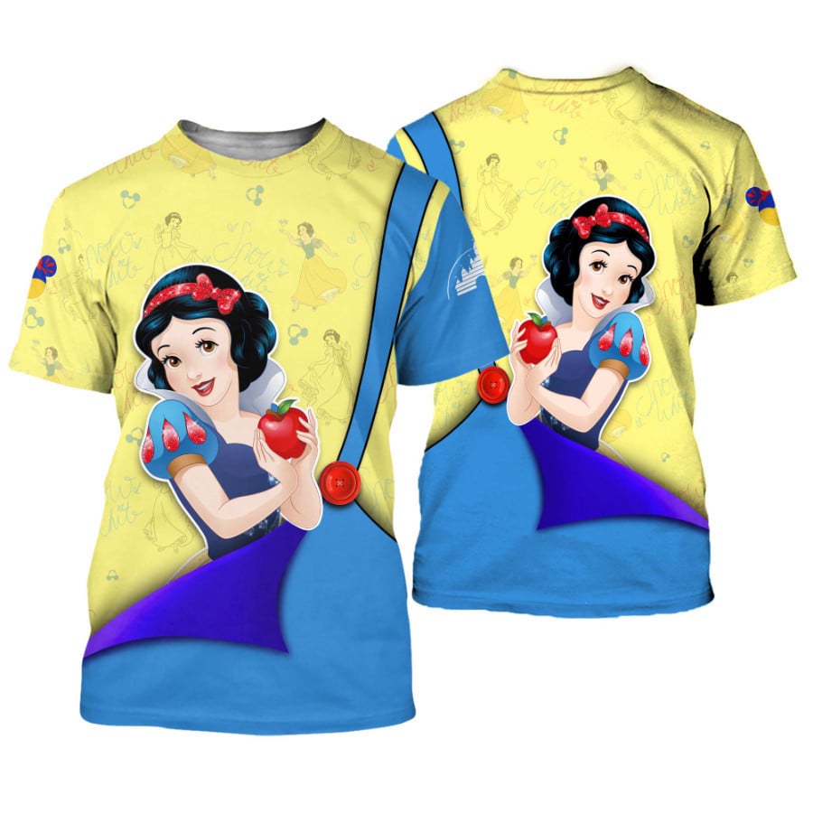 Snow White T-shirt Snow White Princess Graphic T-shirt Yellow Blue Unisex