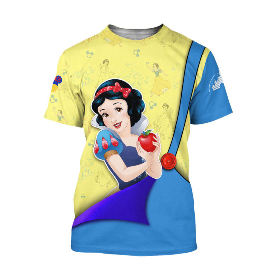 Snow White T-shirt Snow White Princess Graphic T-shirt Yellow Blue Unisex