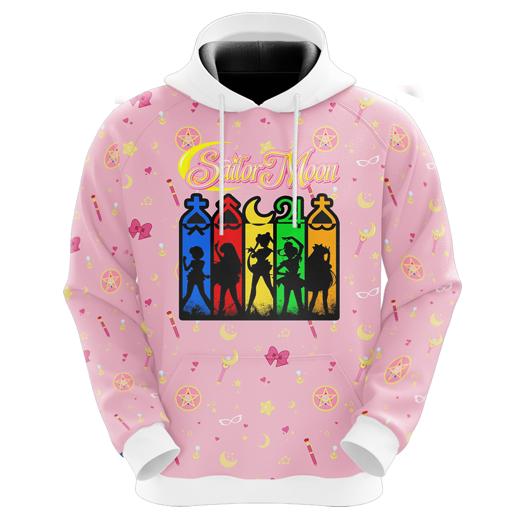 Sailor Moon Hoodie Sailor Moon Team Silhouette Hoodie Pink Unisex