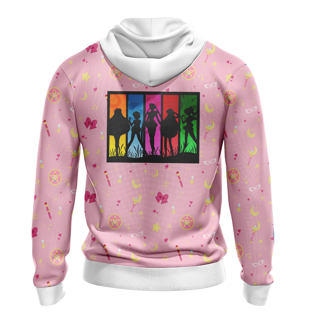 Sailor Moon Hoodie Sailor Moon Team Silhouette Hoodie Pink Unisex