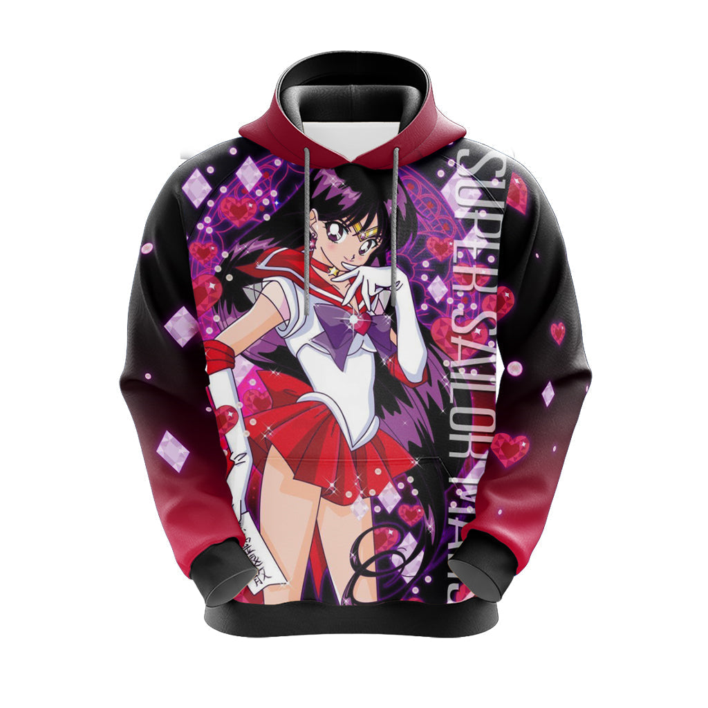 Sailor Moon Hoodie Super Sailor Mars Graphic Hoodie Black Red Unisex