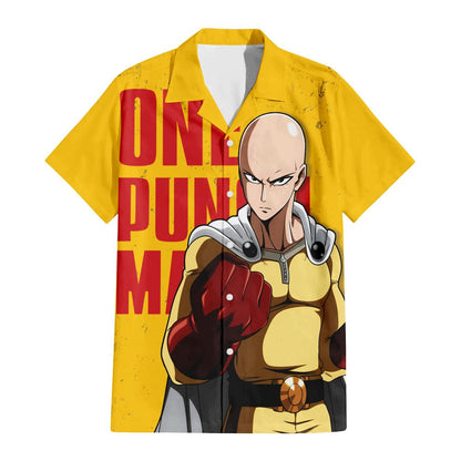 One Punch Man Hawaii Shirt Saitama Powerful Punch Aloha Shirt Yellow Unisex