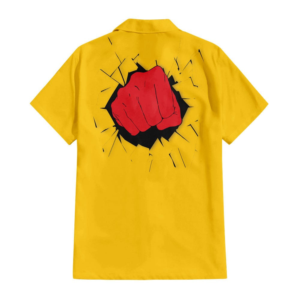 One Punch Man Hawaii Shirt Saitama Powerful Punch Aloha Shirt Yellow Unisex