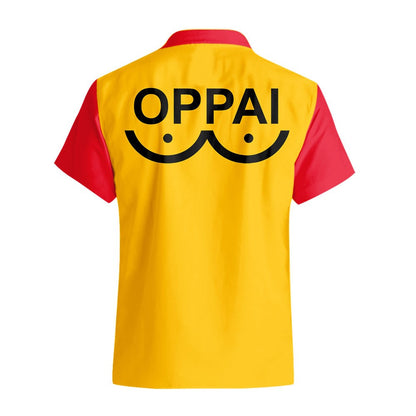 One Punch Man Hawaii Shirt Saitama Oppai Funny Aloha Shirt Yellow Unisex