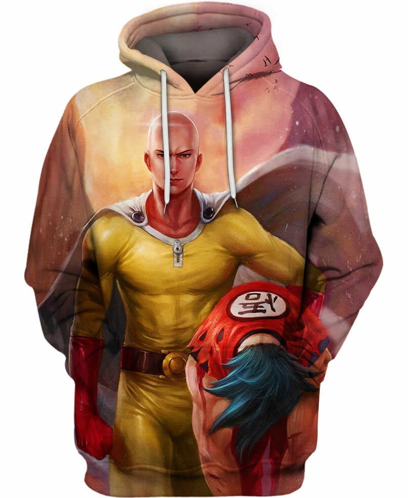 One Punch Man Hoodie Saitama Finishes Goku Graphic Hoodie Colorful Unisex