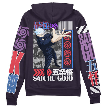 Jujutsu Kaisen Zip Hoodie Jujutsu Kaisen Satoru Gojo Character Zip Hoodie Black Purple Unisex