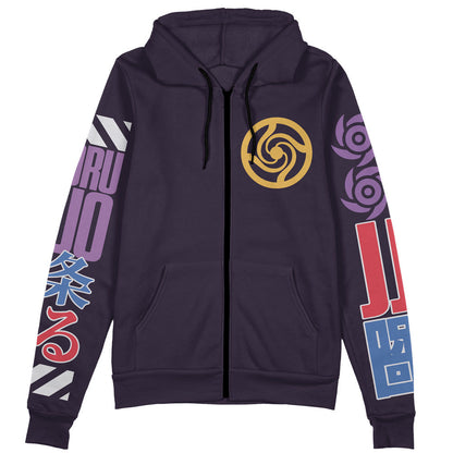 Jujutsu Kaisen Zip Hoodie Jujutsu Kaisen Satoru Gojo Character Zip Hoodie Black Purple Unisex