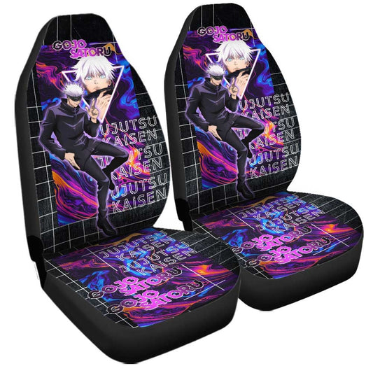 Jujutsu Kaisen Car Seat Covers Satoru Gojo Neon Light Jujutsu Kaisen Seat Covers