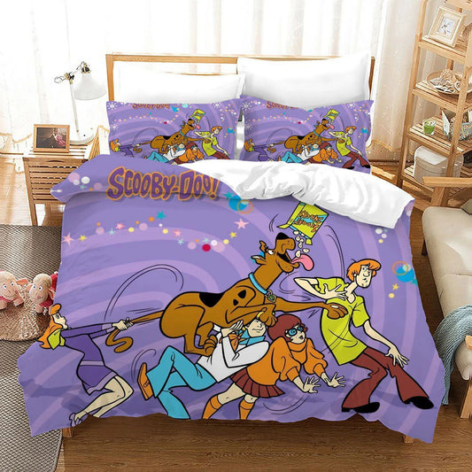 Scooby Doo Bedding Set Scooby Doo Playing With Friends Duvet Covers Purple Unique Gift