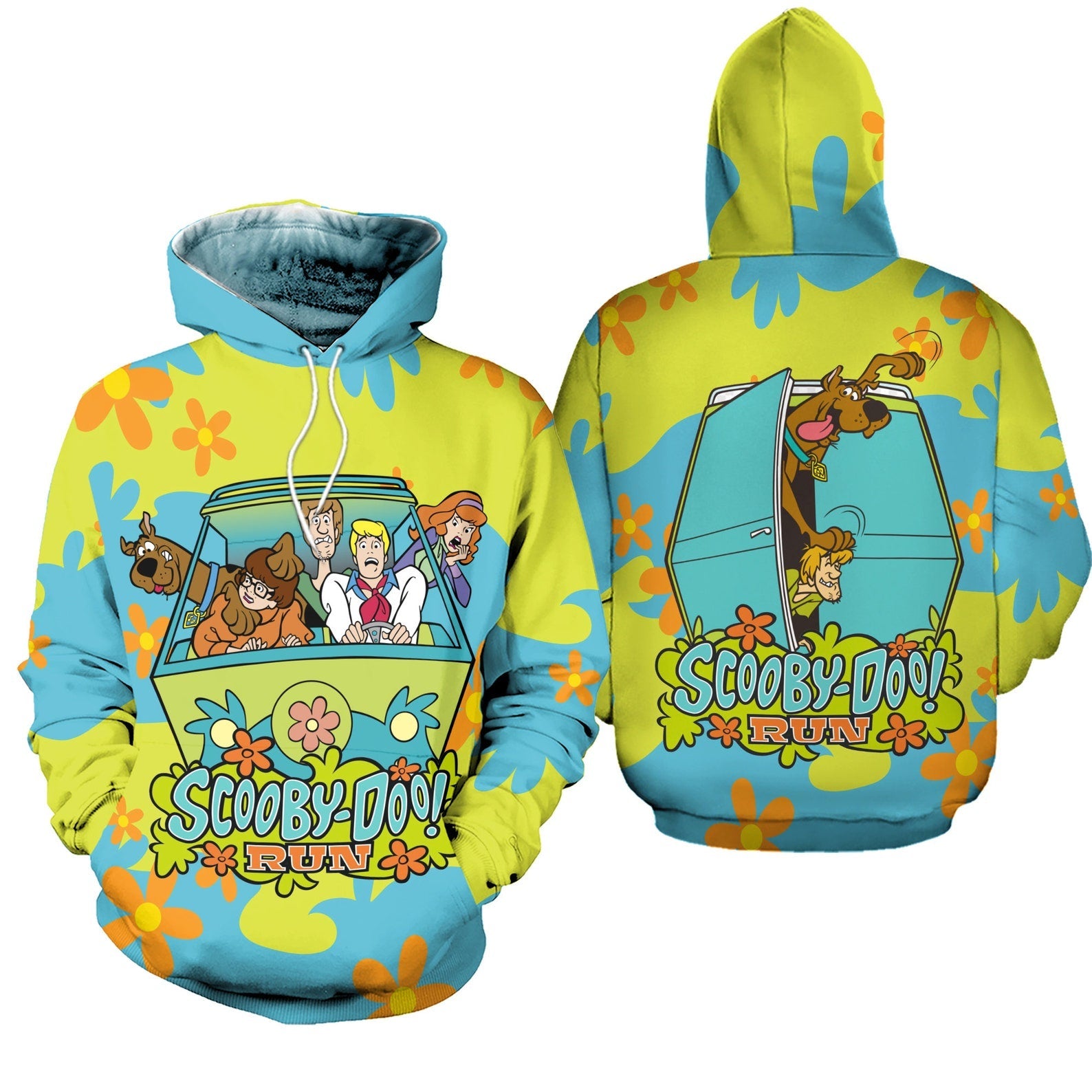 Scooby Doo Hoodie Scooby Doo And Team Truck Hoodie Green Blue Unisex ...