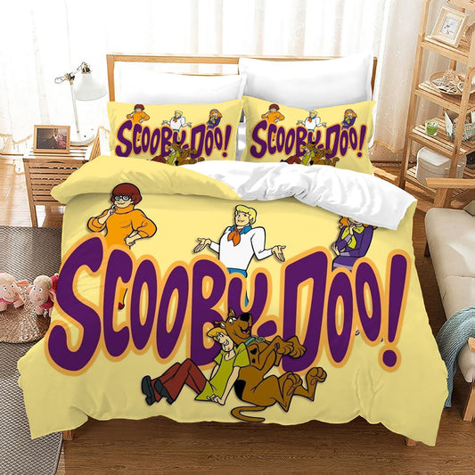 Scooby Doo Bedding Set Scooby Doo With Friends Banner Duvet Covers Yellow Unique Gift