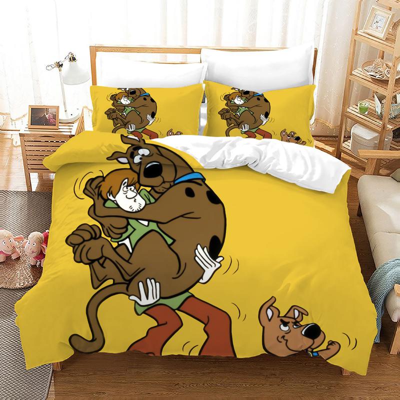 Scooby Doo Bedding Set Shaggy With Scooby Doo And Scrappy Doo Duvet Covers Yellow Unique Gift