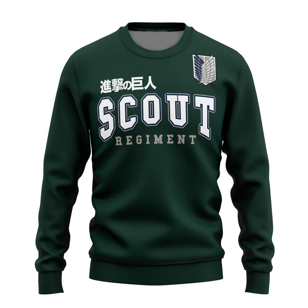 Attack On Titan Sweatshirt Scouting Regiment Logo Sweatshirt Green Unisex Adults