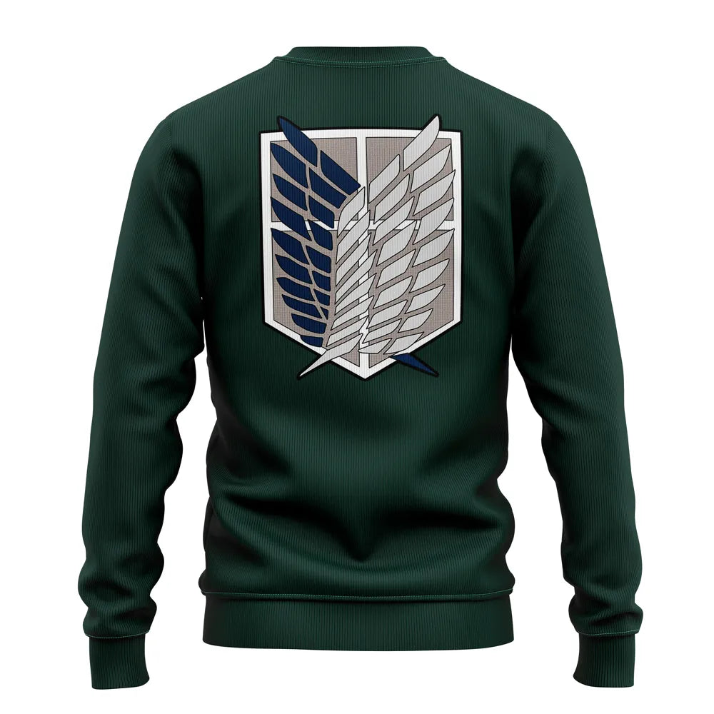 Attack On Titan Sweatshirt Scouting Regiment Logo Sweatshirt Green Unisex Adults