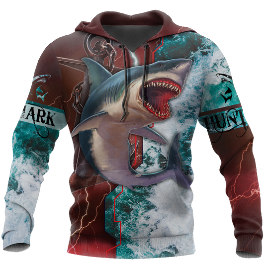 Shark T-shirt Shark Week Hoodie Shark Fishing Hunting Ocean Thunder Red Blue T-shirt Hoodie Apparel Adult Unisex Full Size