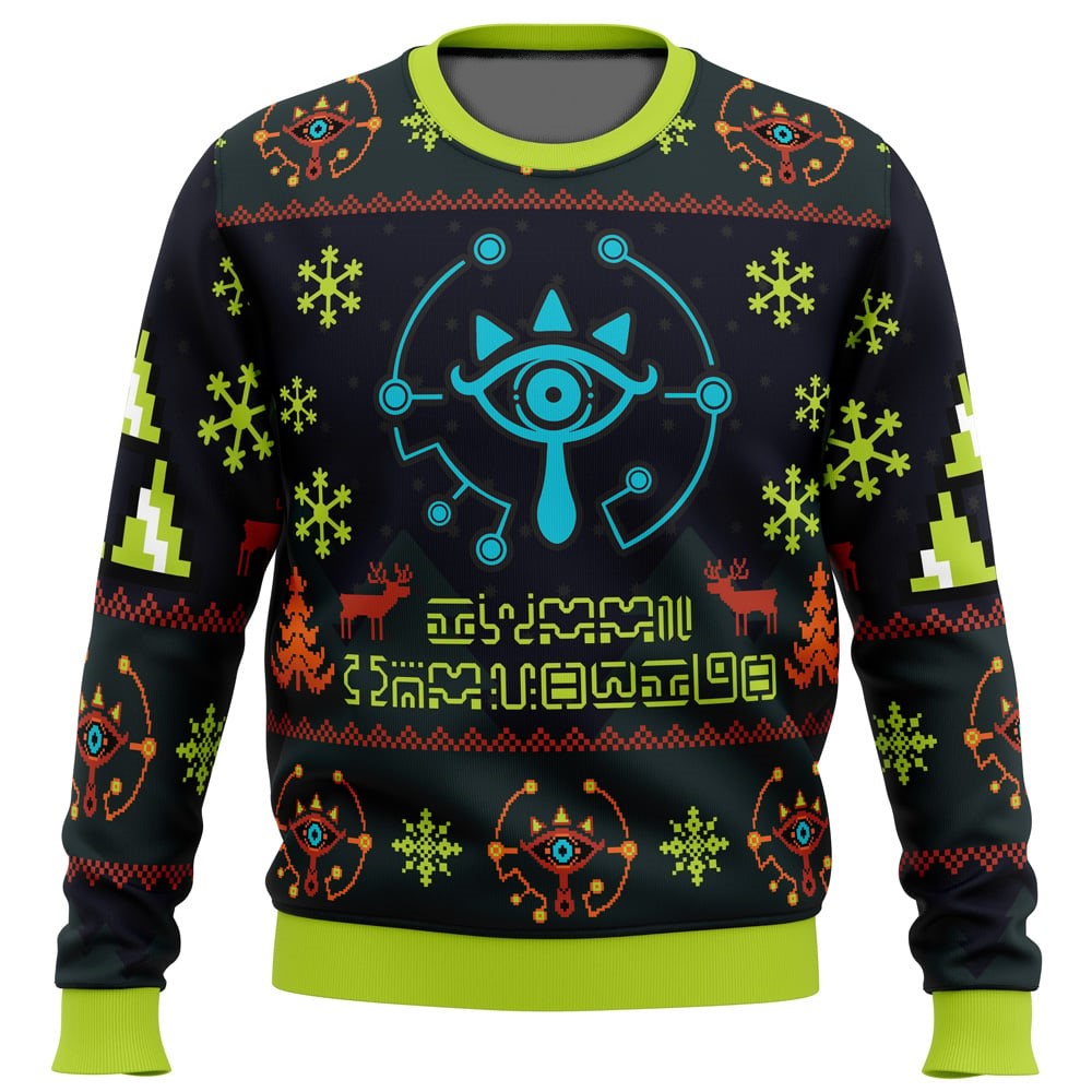 The Legend Of Zelda Sweatshirt Sheikah Graphic Christmas Pattern Sweatshirt Black Green Unisex