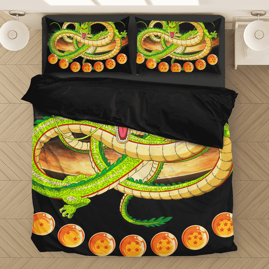 Dragon Ball Bedding Set Shenron And Seven Magical Dragon Balls Duvet Covers Black Unique Gift