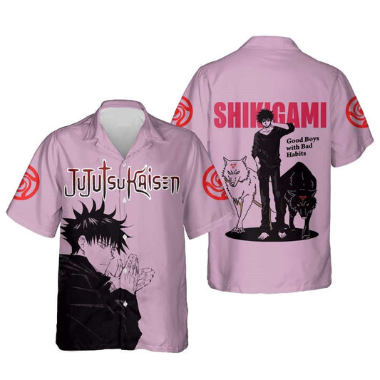 Jujutsu Kaisen Hawaii Shirt Shikigami Megumi Good Boys With Bad Habits Aloha Shirt Pink Unisex