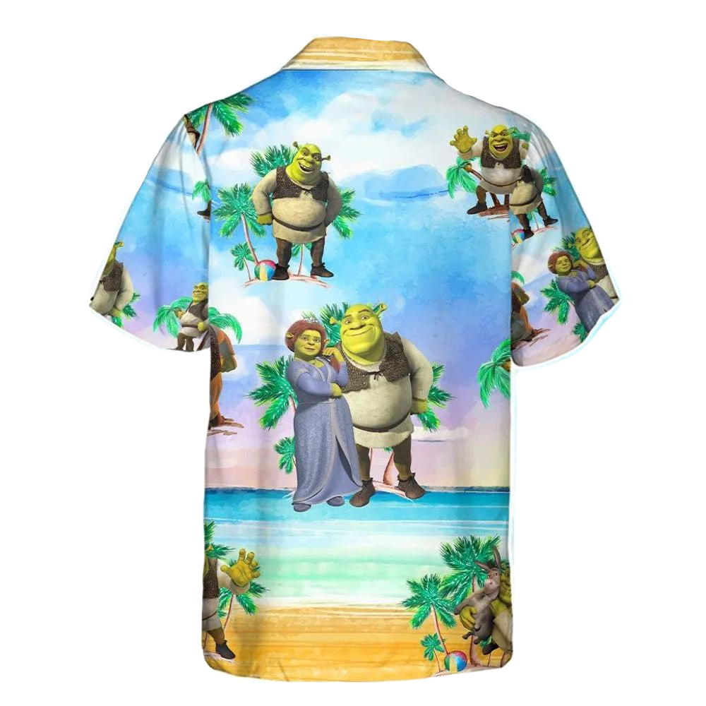 Shrek Hawaii Shirt Shrek And Fiona Princess Tropical Pattern Aloha Shirt Blue Unisex