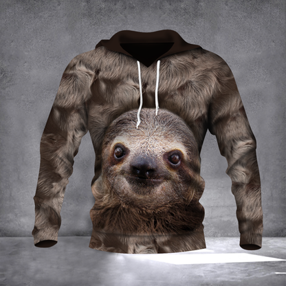  Sloth T-shirt Sloth Face Fur Custome Brown Cute T-shirt Hoodie Adult Full Print