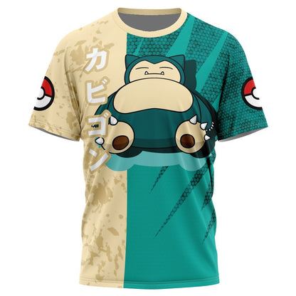 PKM T-shirt PKM Snorlax Attack Pose T-shirt Green Unisex