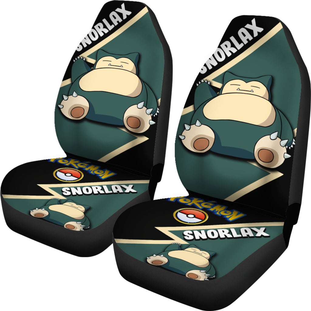 PKM Car Seat Covers PKM Snorlax Sleeping Pkeball Graphic Seat Covers Black Green