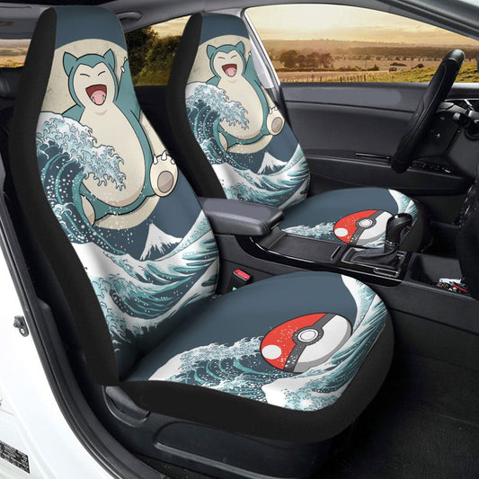 PKM Car Seat Covers PKM Snorlax With Great Wave Seat Covers Blue