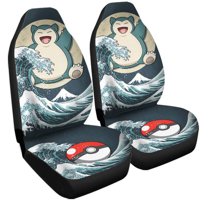 PKM Car Seat Covers PKM Snorlax With Great Wave Seat Covers Blue