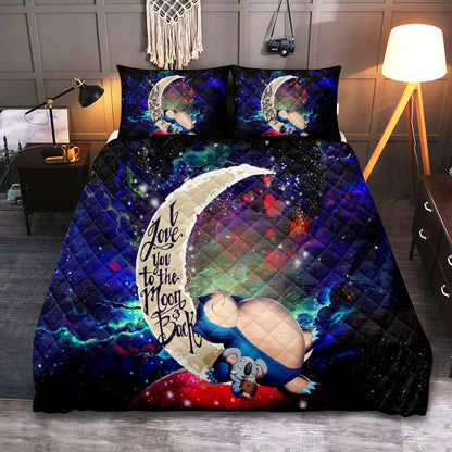 PKM Bedding Set Snorlax Sleep Love You To The Moon Duvet Covers Blue Unique Gift