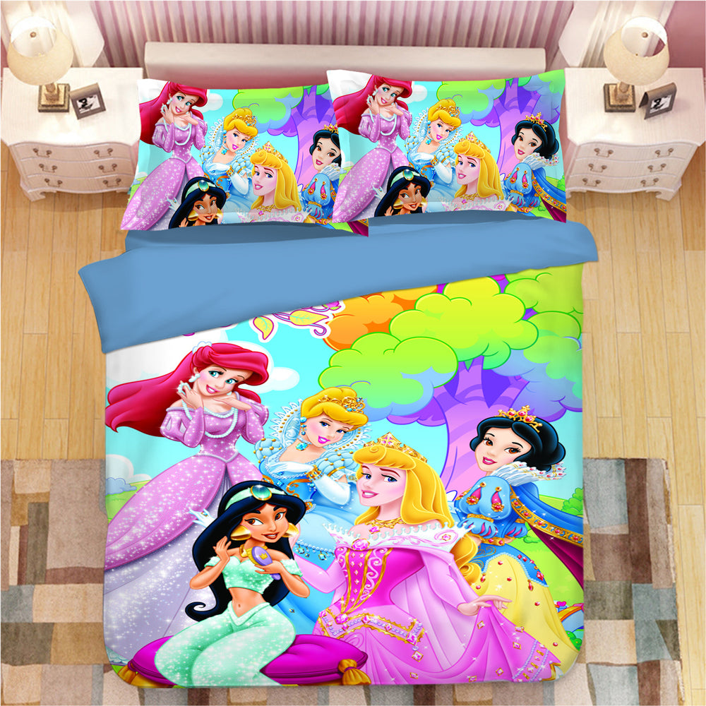 DN Bedding Set Snow White Jasmine Aurora Princesses Duvet Covers Colorful Unique Gift