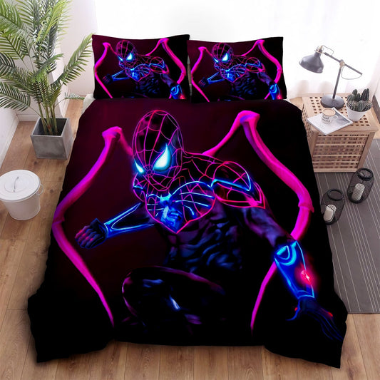 Spiderman Bedding Set MV Spiderman In Neon Iron Suit Duvet Covers Pink Black Unique Gift