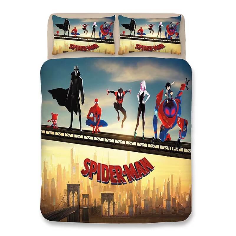 Spiderman Bedding Set MV Into The Spider-Verse Characters Duvet Covers Colorful Unique Gift