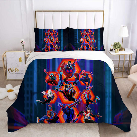 Spiderman Bedding Set MV Spiderman Across The Spider Verse Duvet Covers Blue Red Unique Gift