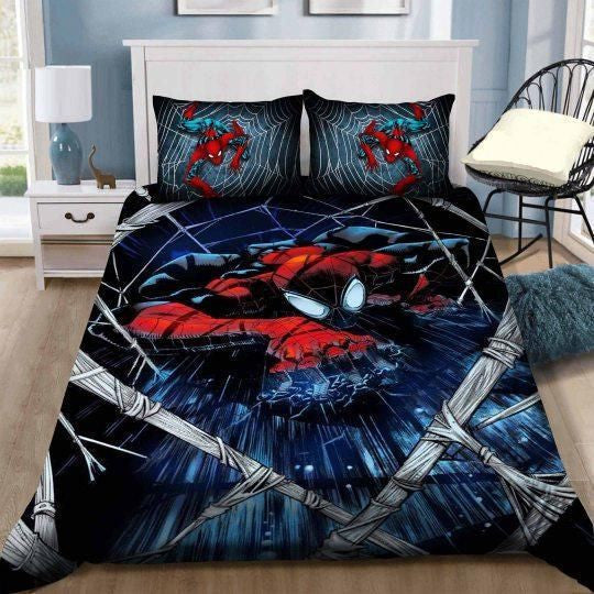 Spiderman Bedding Set MV Spiderman On Web Duvet Covers Blue Black Unique Gift