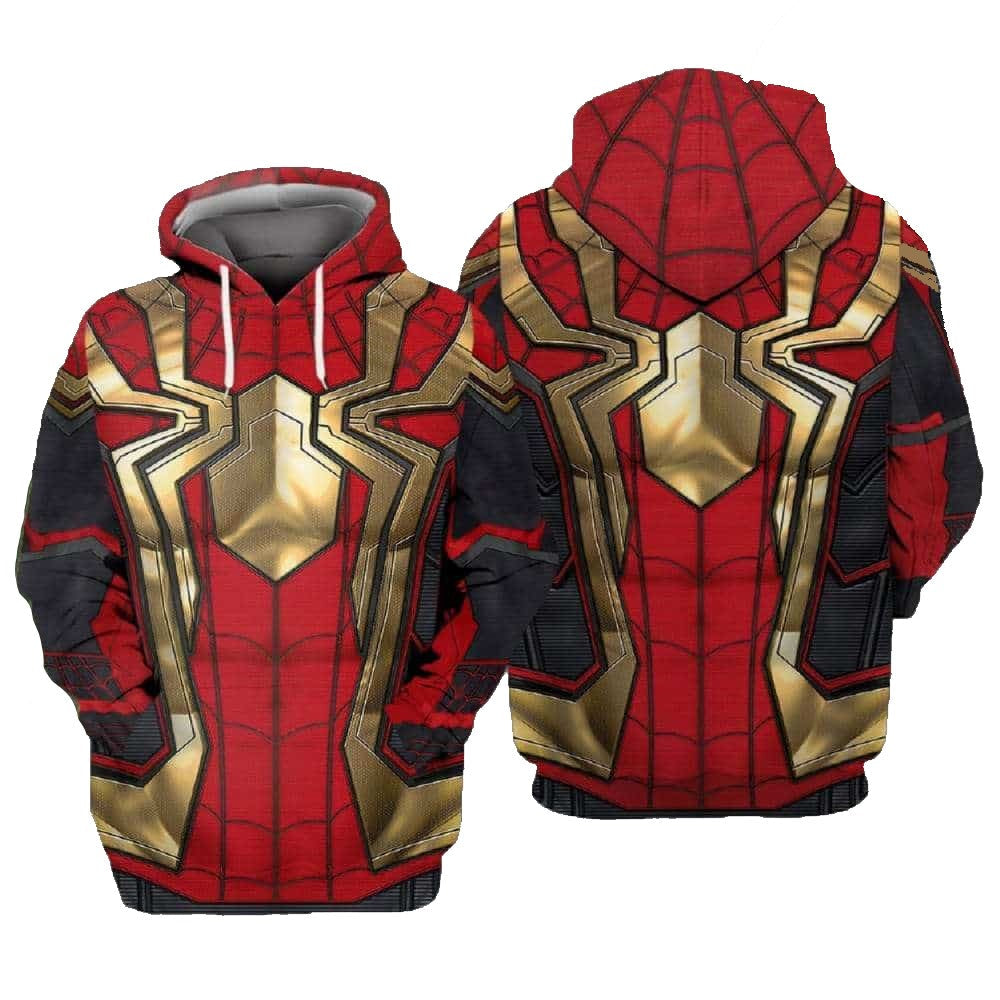 Spiderman Hoodie MV Spider Man Iron Spider Suit Costume Hoodie Red Unisex