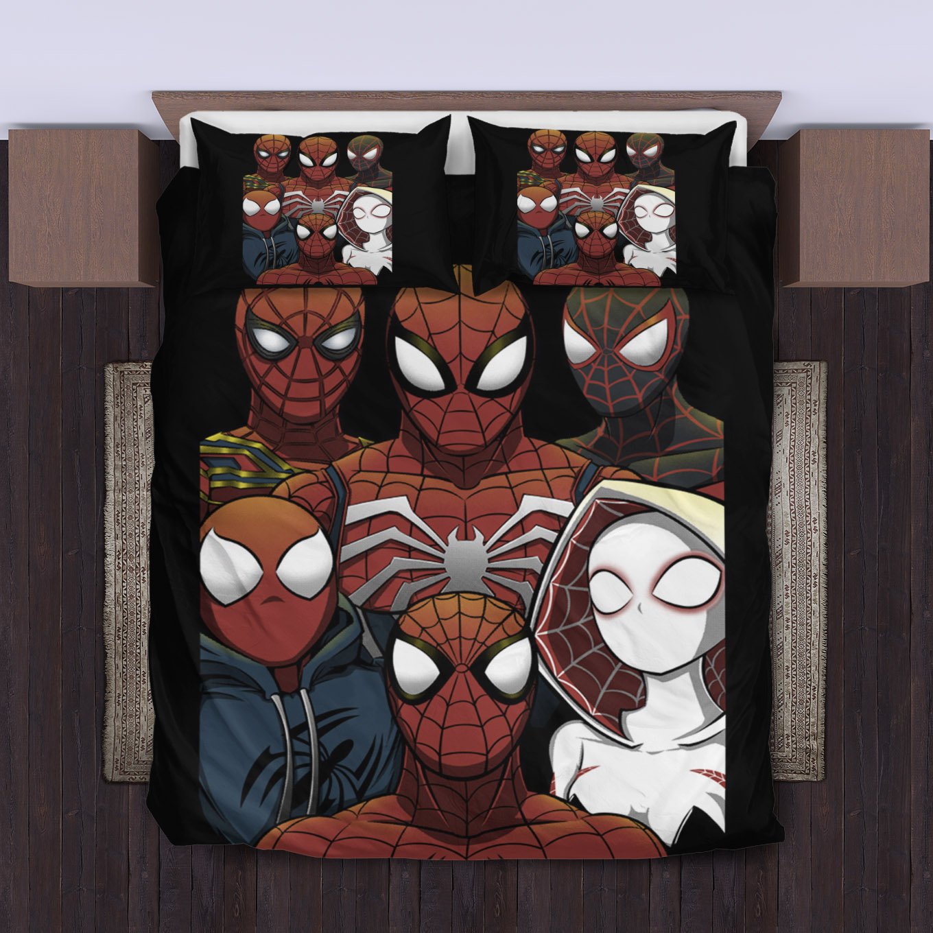 Spiderman Bedding Set MV Spiders From Other Universes Duvet Covers Black Unique Gift