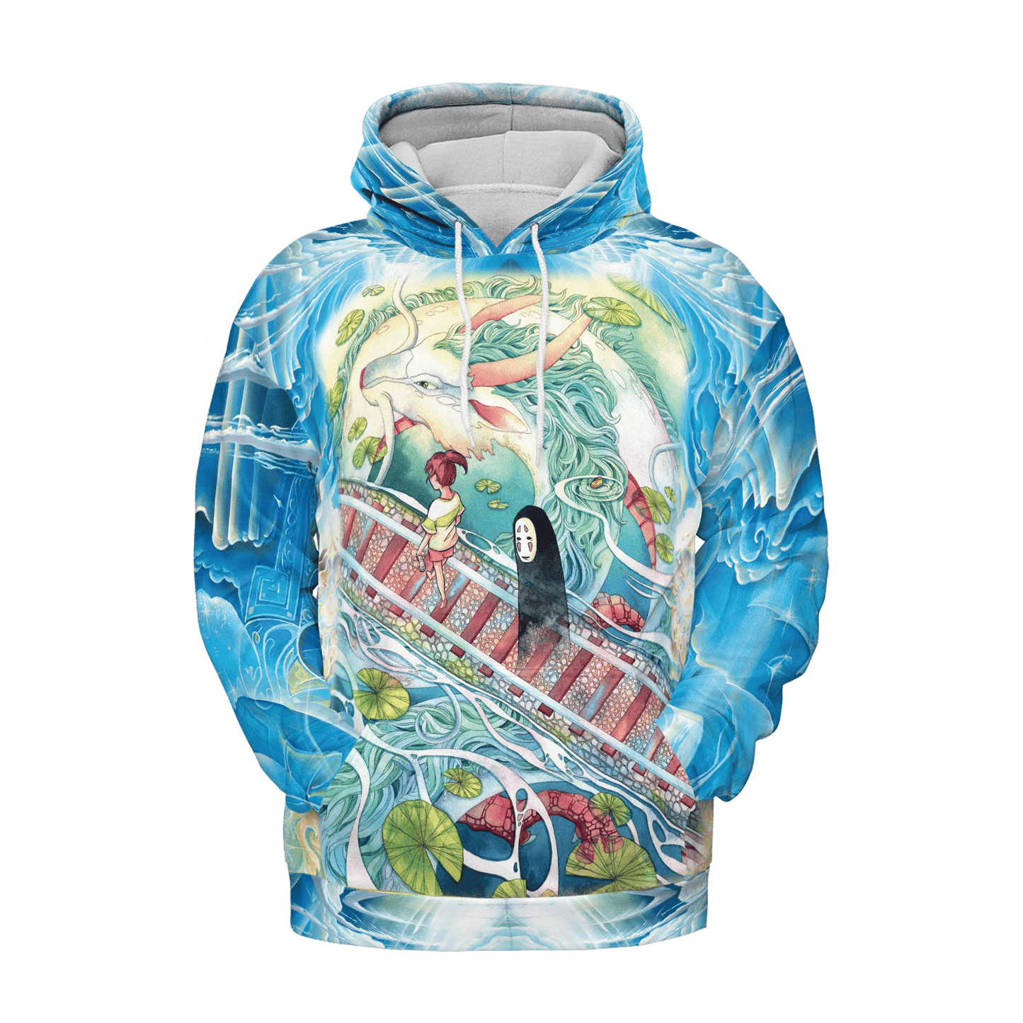 SGhibli Hoodie Spirited Away Follow The Railway Hoodie Colorful Unisex