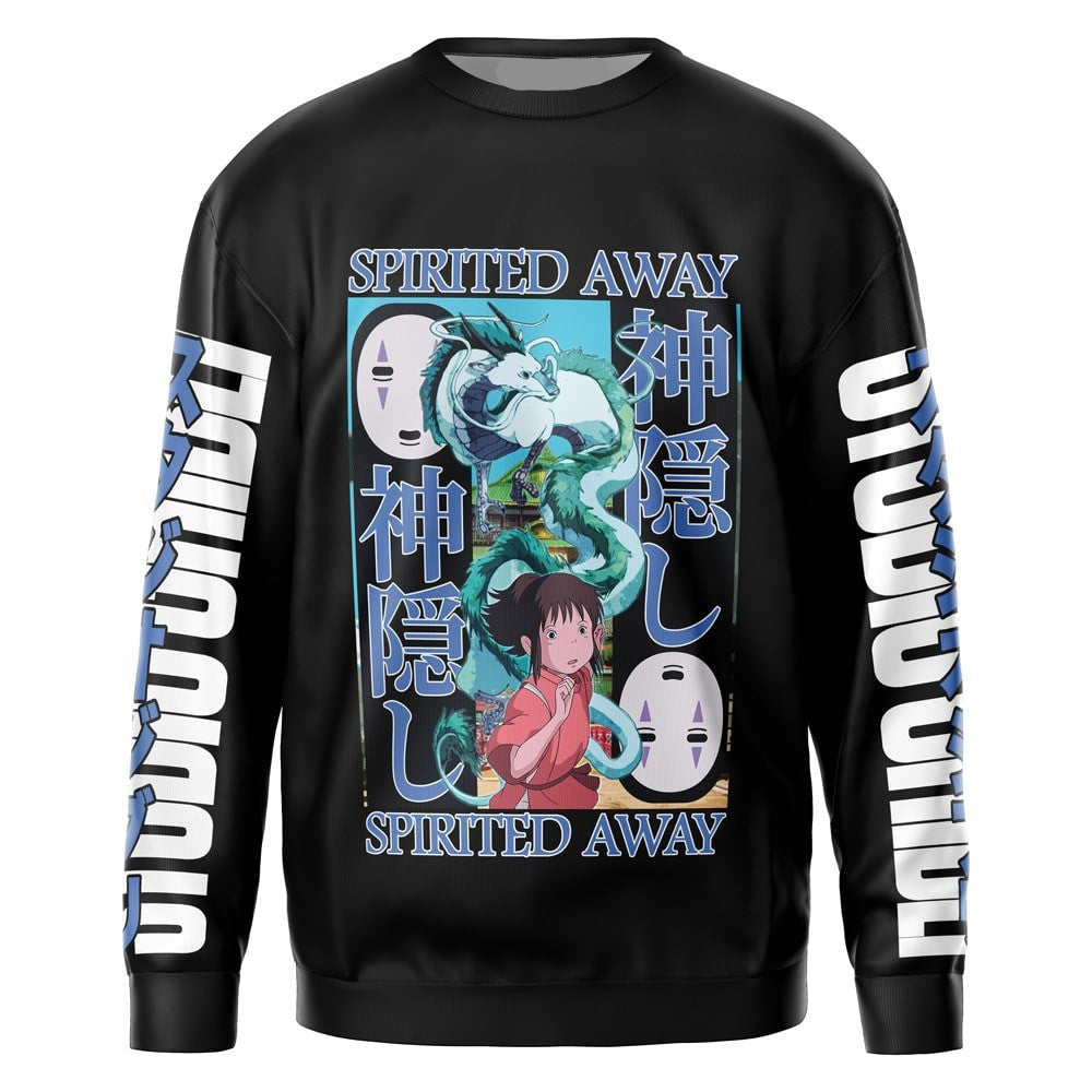 SGhibli Sweatshirt Spirited Away Graphic Sweatshirt Black Unisex