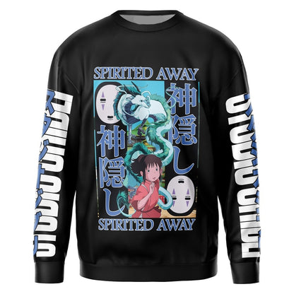 SGhibli Sweatshirt Spirited Away Graphic Sweatshirt Black Unisex