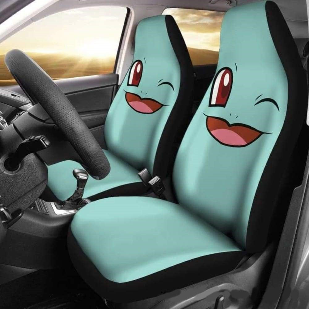 PKM Car Seat Covers PKM Squirtle Twinking Face Seat Covers Green