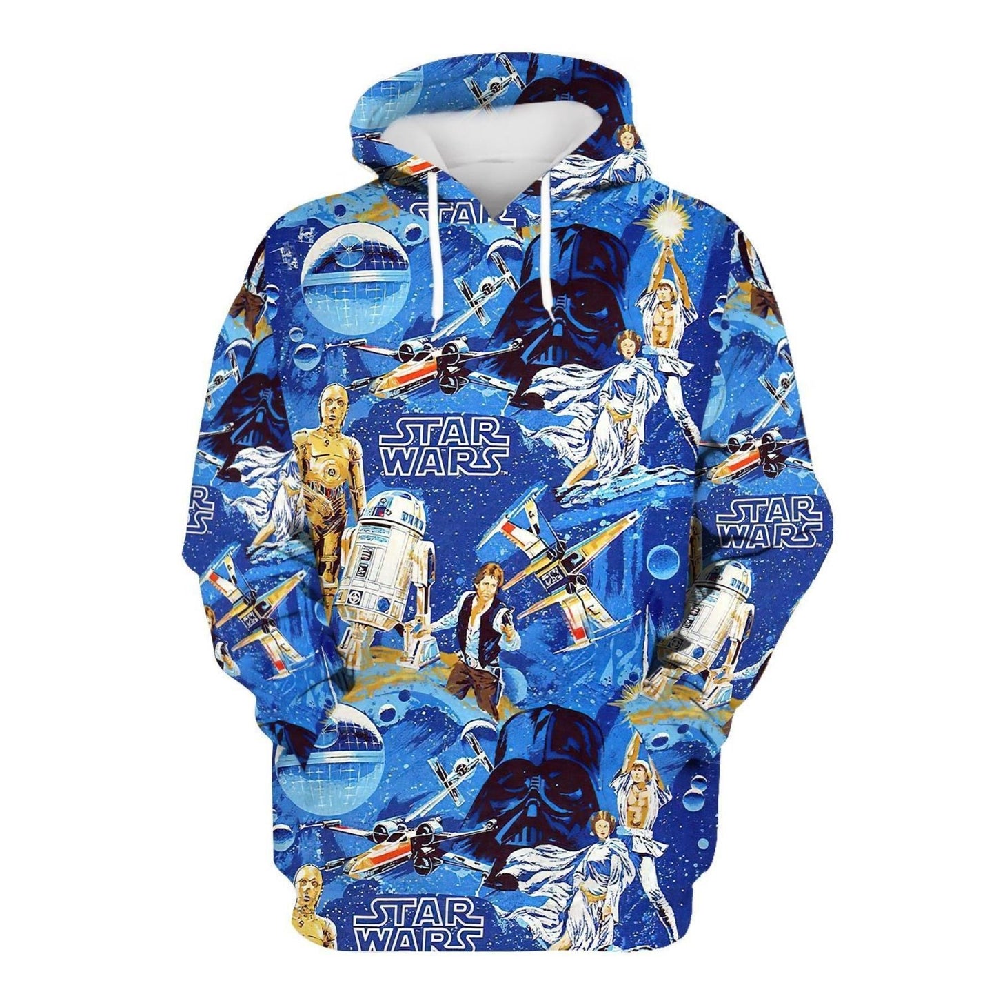 SW Hoodie SW Characters Robots Pattern Hoodie Blue Unisex