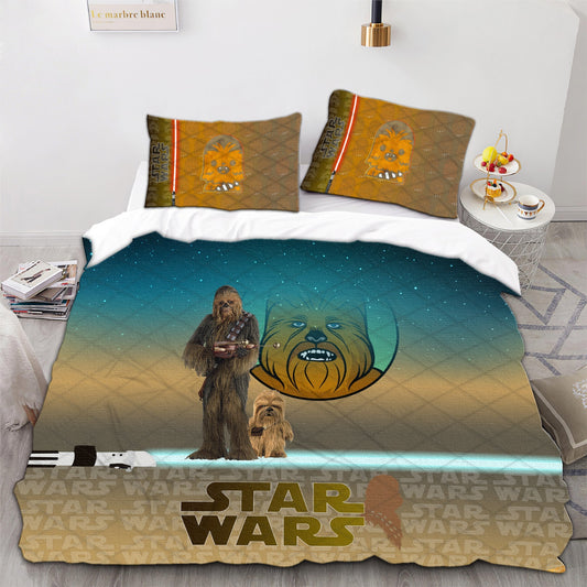 SW Bedding Set SW Chewbacca Character Duvet Covers Brown Unique Gift