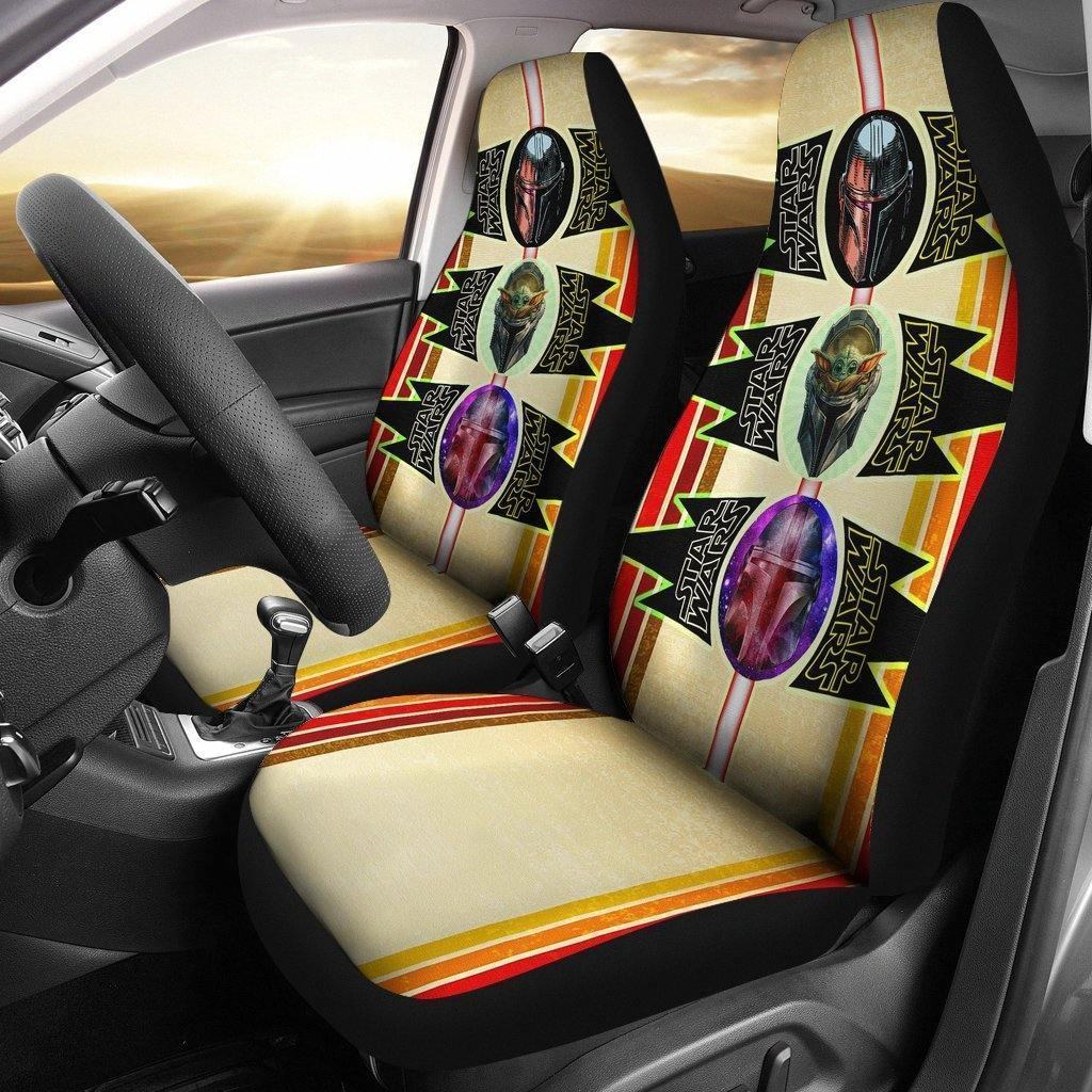 SW Car Seat Covers Mandalorian Head Patterns Seat Covers