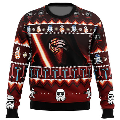 SW Sweatshirt SW Christmas Awakens Robots Pattern Sweatshirt Red Unisex