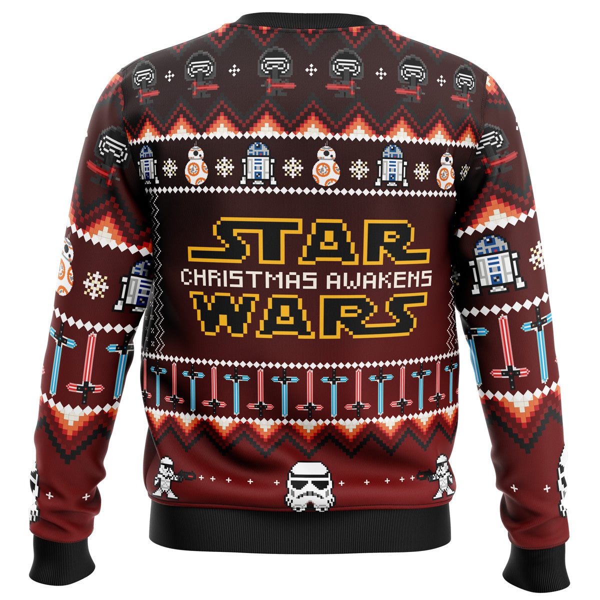 SW Sweatshirt SW Christmas Awakens Robots Pattern Sweatshirt Red Unisex