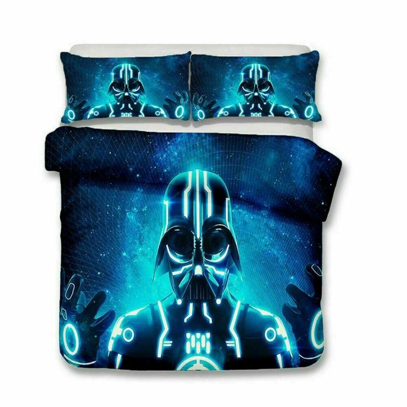 SW Bedding Set Darth Vader Neon Light Duvet Covers Blue Unique Gift