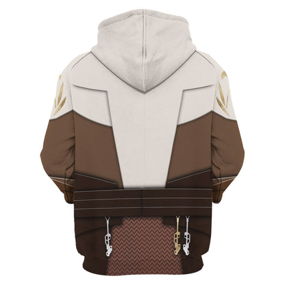 SW Hoodie SW Jedi Temple Guard Costume Hoodie White Brown Unisex