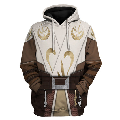 SW Hoodie SW Jedi Temple Guard Costume Hoodie White Brown Unisex